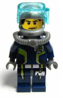 LEGO Minifigure-Agent Chase - Diving Gear (Set 8636) - Single sided head 3626bpx302-Agents-AGT020A-Creative Brick Builders